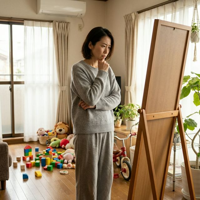 産後の体型変化に悩む40代ママのイメージ