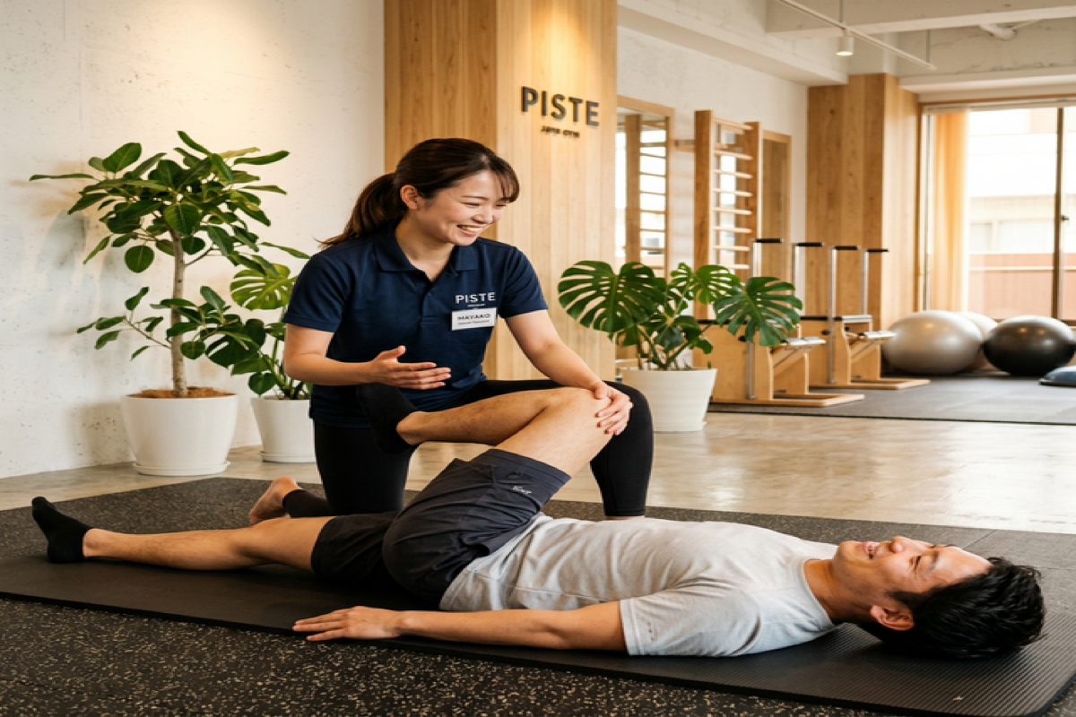 Pisteのトレーナーがパーソナルストレッチを施術している様子