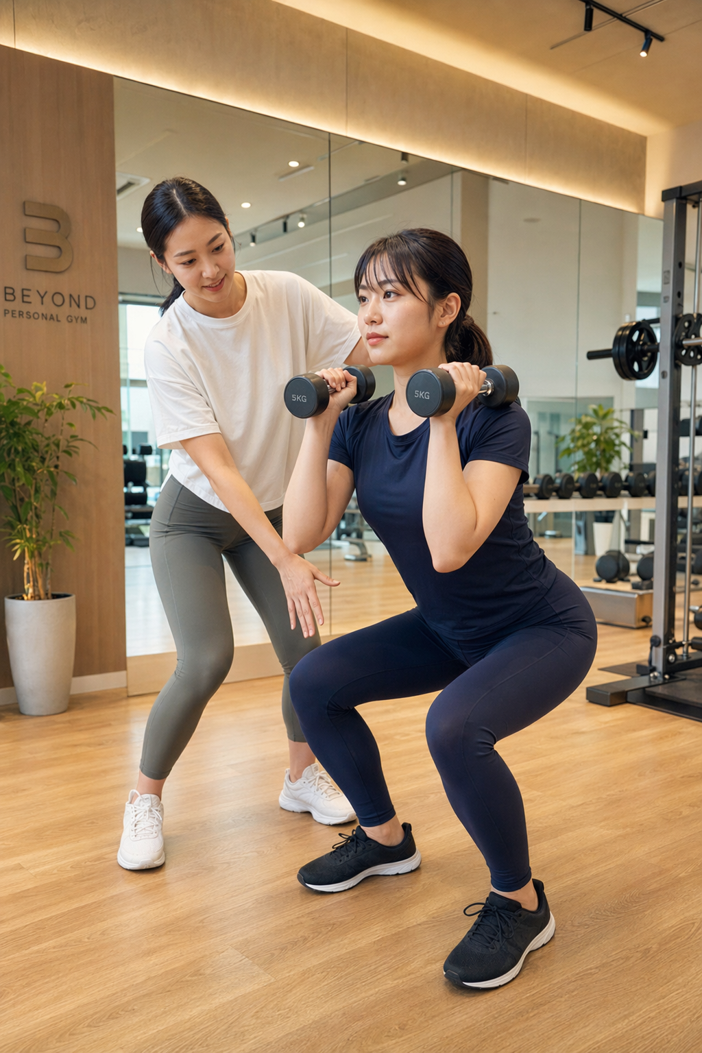 碧南Pisteで20代OLがパーソナルトレーニングを受けている様子