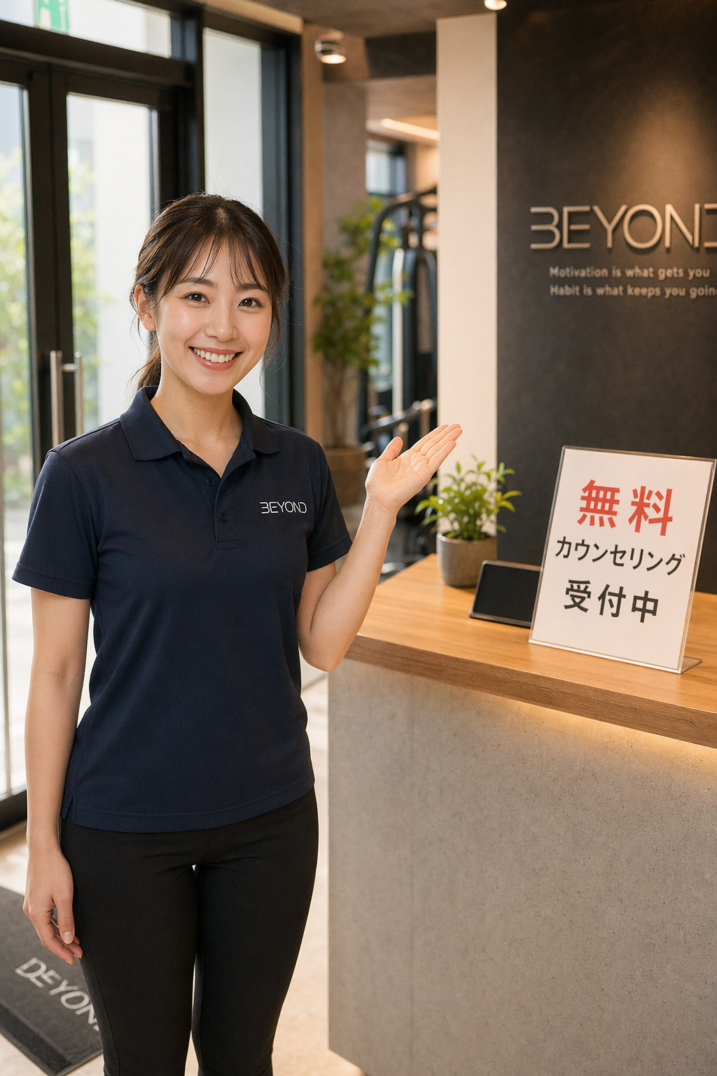 碧南Pisteの無料カウンセリングを案内するトレーナー