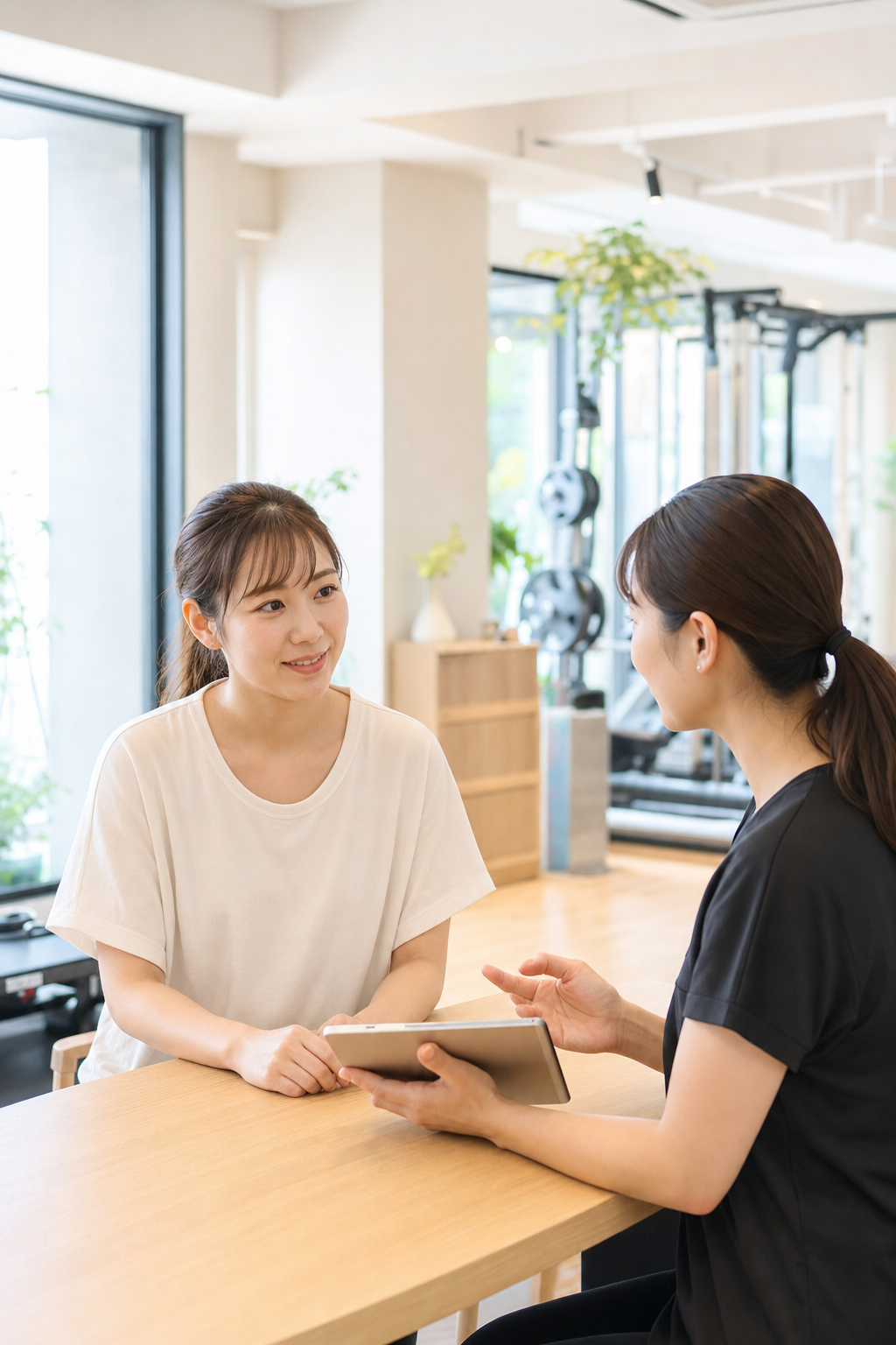 産後ダイエットをいつから始めるか相談する碧南Pisteのカウンセリング風景
