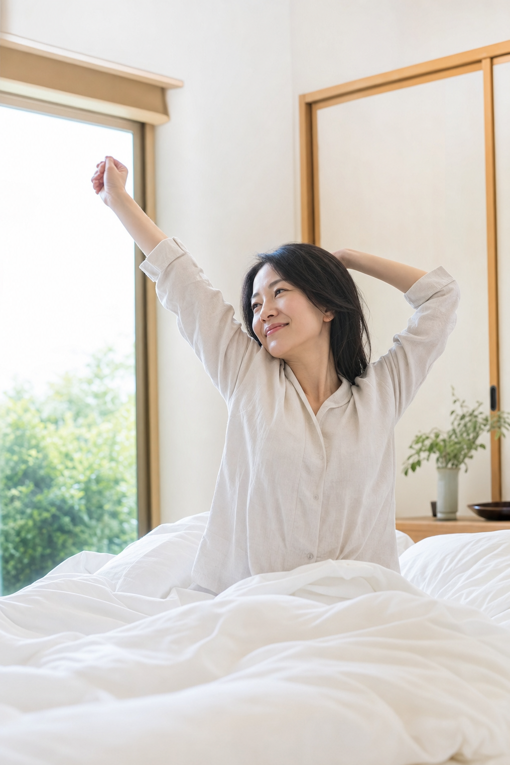 碧南Pisteのパーソナルトレーニングで睡眠の質を上げ自律神経を整える女性