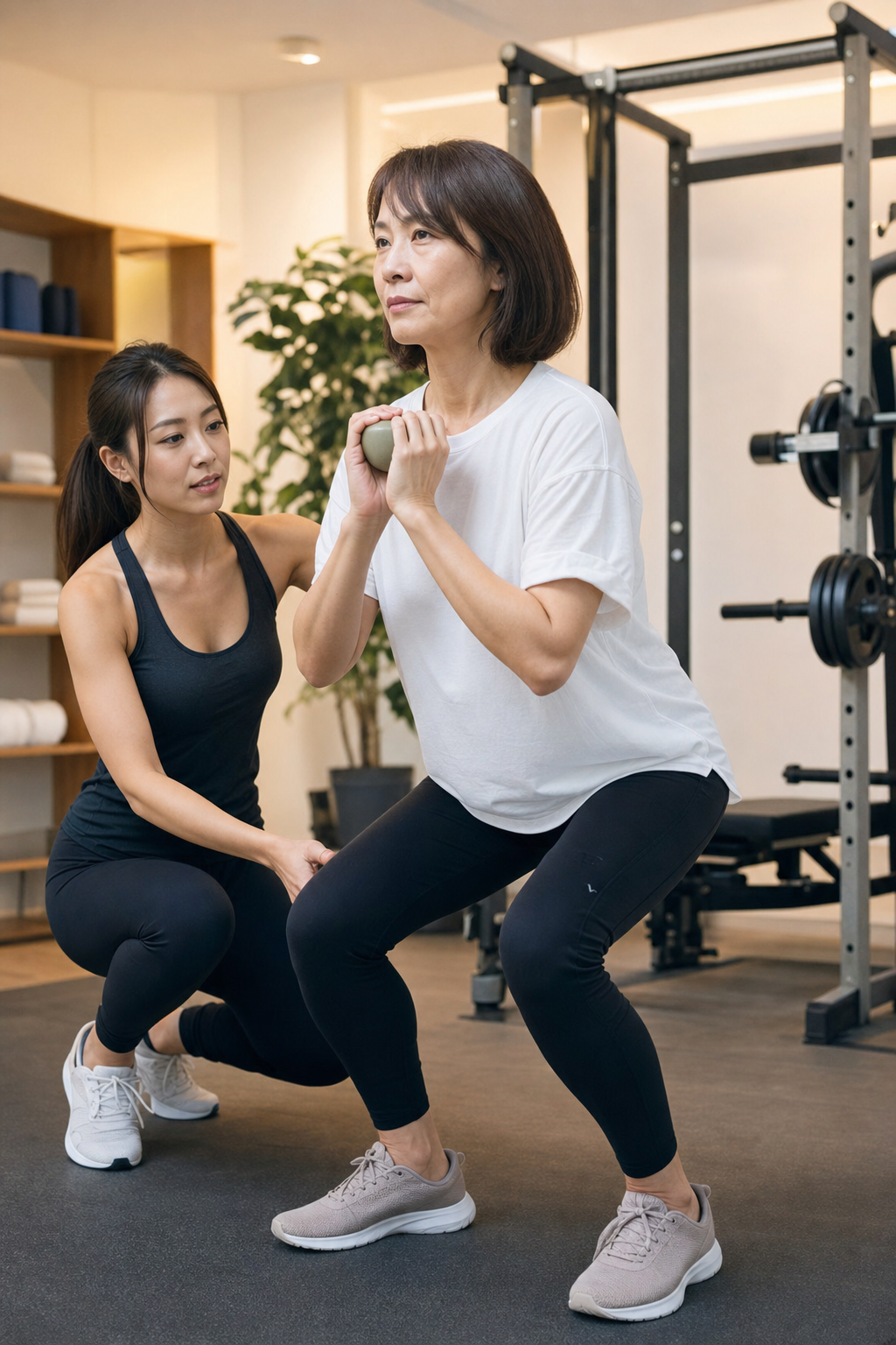碧南Pisteで正しいフォームの指導を受けながらトレーニングする様子