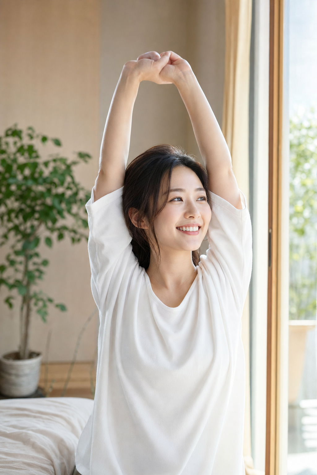 碧南Pisteの運動習慣でぐっすり眠りすっきり目覚めた女性