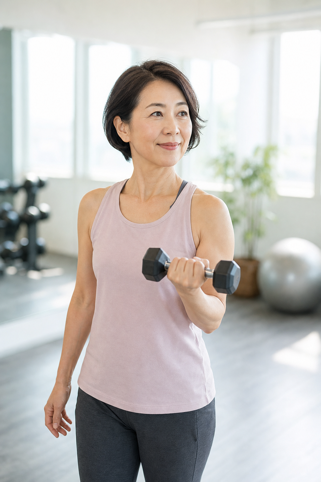 40代50代から運動習慣を始めて健康的な体づくりに取り組む女性