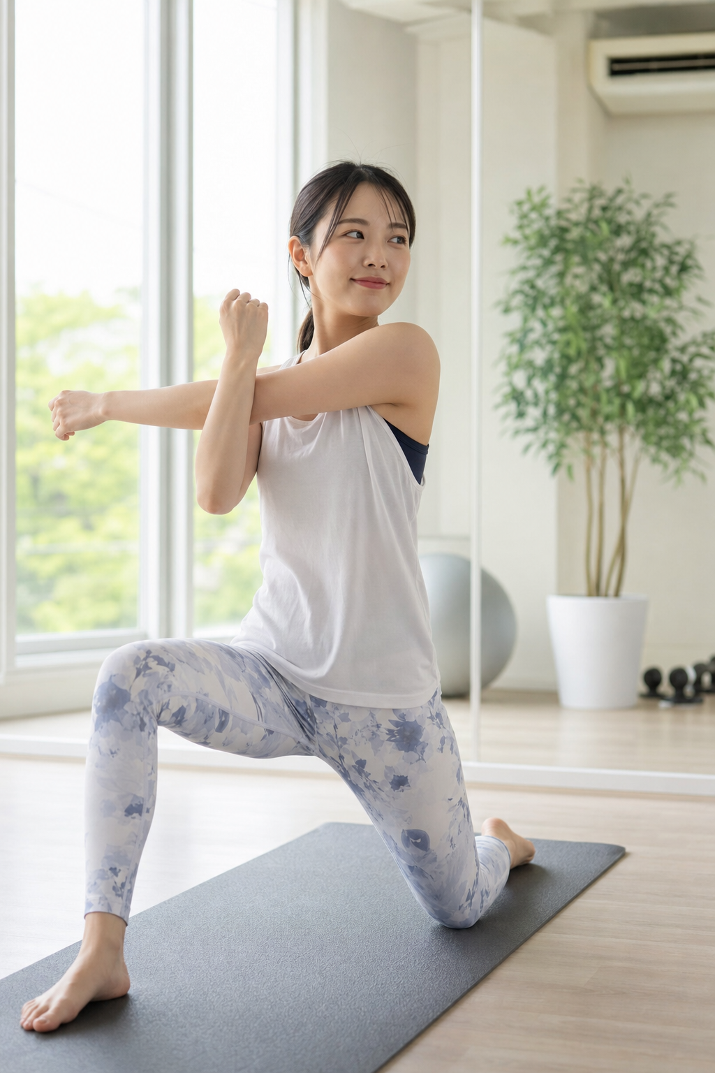 夏でも屋内で運動習慣を続けて暑さに強い体をつくる女性