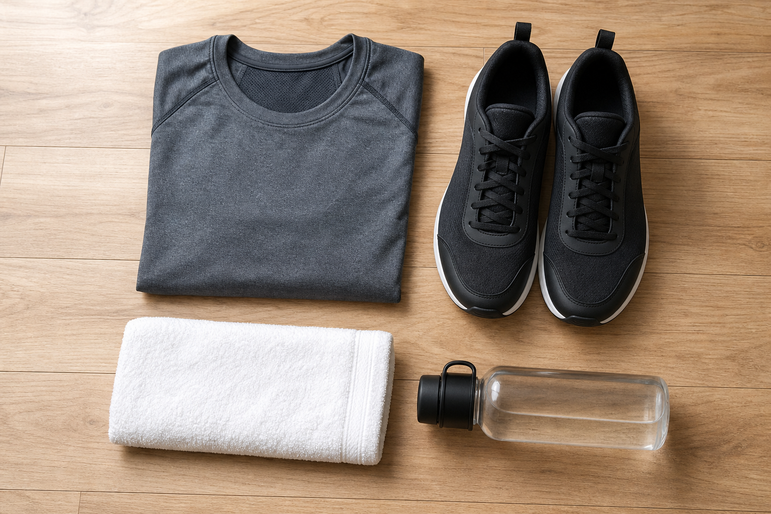 パーソナルトレーニング体験に必要な動きやすい服装とタオル飲み物室内シューズの持ち物
