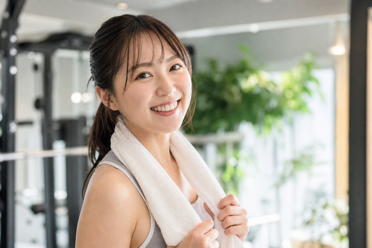 碧南Pisteのパーソナルトレーニング体験を終えて笑顔で前向きになった女性の様子
